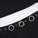 Purpdrank  Street Style 2-Piece Set Sexy Metal Eyelet U-Neck Sleeveless Tank Top and Low Rise Slim Shorts Women Casual Sporty Outfit