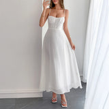 Purpdrank  Casual Vacation Short-sleeved Fitted Long Dress Women's Dress 2025 Spring Summer Plain Color Sexy Figure-hugging Design