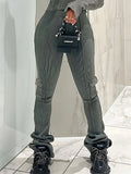 Purpdrank  Europe Autumn and Winter Stretch Waist Micro Side Pocket Tight Pants