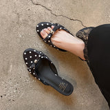 Purpdrank   New Summer Polka Dot Open Toe Woman Slippers Elegant Stripper Thin Heels Ladies Mules Slides Shoes Zapatos De Mujer