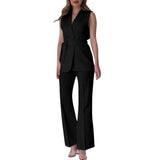 Purpdrank  Chic Two-Piece Women's Set Button-Detail Vest with Lapel Neck & Tailored Trousers Versatile Outfit for Work and Sophisticated