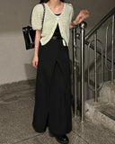 Purpdrank  Spring Summer Front Cross Women's Long Skirts Pockets 2025 New White High Waist Casual Loose Straight Skirts for Women