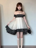Purpdrank  Retro Polka Dot Mesh Tube Top Dress Women Summer Elegant Vacation Style Backless Slimming Short Skirt French Style High Waist...