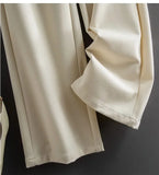 Purpdrank  Tall Women's Narrow Wide Leg Pants High Waist Drapey Straight Loose Casual Suit Pants Long Trousers in Beige Color