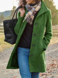 Purpdrank  Autumn and Winter New Women's Coat Retro Mid-length Solid Color Woolen Coat