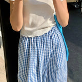 Purpdrank  Vintage Plaid Women's Wide Leg Pants Pockets 2025 New Sping Summer High Waist Casual Straight Loose Trousers Female