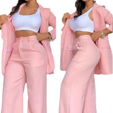 Purpdrank 2025 Woman Elegant Sets Autumn Fashion Women's Notched Collar Coat & Pocket Design Pants Set Work Commuting Two Piece Suit