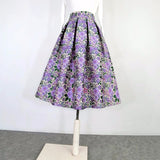 Purpdrank - 2023 Autumn New Trend Korean Style Clothes Ladies Social Elegant Mori Girl Small Fresh Purple Flower Print High Waist Long Skirt