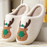 Purpdrank - Cute Winter Slippers Elk Cotton House Fur Cute Cushion Slides Bedroom Ladies Female Plush Winter Shoes Merry Christmas