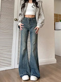 Purpdrank  Women's Casual Retro Blue Micro Flared Jeans Spring and Autumn New American Yk2 Fashion Women High Waisted Loose Flared Jeans