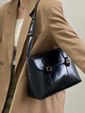 Purpdrank  Vintage Wine Red Shoulder Bag Large Capacity Ladies Tote Purse Handbags Pu Leather Female Messenger Bag College Girls Book Bag