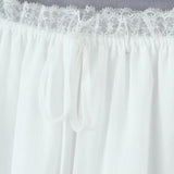 Purpdrank   Holiday White Spliced Lace Semi Sheer Long Skirt Women Bow Lacing up Elastic Waist See Through A-lined Midi Skirts Boho