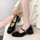Purpdrank  New Butterfly-knot Women Mary Jane Shoes Elegant Thick Heel Shoes Ladies Fashion Dress Pumps