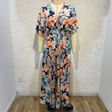 Purpdrank  Summer Women Print Long Dress Sexy V-neck High-Waisted Split  Bohemia V-neck Bat Sleeve Vacation Party Lady Vestido