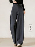 Purpdrank  High Quality Woolen Pants Women Fall Winter Retro Baggy Black Pants Office Ladies Korean Fashion Thick Outwear Trouser New