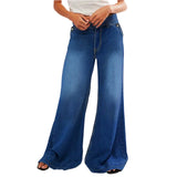 Purpdrank  Women Wide Leg Jeans Tassel Fashion Plus Size Ladies Jeans Slimming Fit Flared Denim Pants Mid-Waist Flare Jeans Streetwear