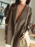 Purpdrank  Women's Coat Fashion Pockets Plaid Wool Blends Coats Ladies Thick Warm Single Breasted Elegant Long Winter Jacket Women