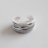 Purpdrank - Punk Geometric Irregular Liquid Lava Waterdrop Shaped Open Rings For Women Vintage Silver Color Metal Rings Personality Jewelry