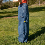 Purpdrank  Harajuku Y2k Washed Denim Pants 2000s 90s Vintage Cyber Grunge Wide Leg Jeans Preppy Teen Girl Loose Fit Baggy Trousers Pockets