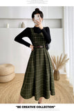 Purpdrank - High Quality Fall Winter Women Sweater Overalls Dress Sets Casual Knitted Tops +Plaid Woolen Dress 2 Piece Sets Outfits Female