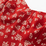 Purpdrank  Retro Red with White Flower Print V neck Corset Style Bow Lacing Up Sling Dress Sexy Women Slim Summer Dresses Holiday Robe