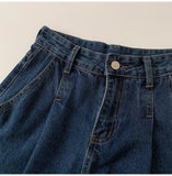 Purpdrank  Dark Blue Pleated Denim Shorts for Women 2025 New Summer High Waist Thin Wide Leg Jeans Shorts Casual Loose A-line Hot Pants