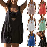 Purpdrank  Women Tennis Workout Mini Dress with Built in Bra and Shorts Set Summer Cut Out Sleeveless Athletic Golf Dress