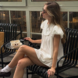 Purpdrank  Summer Fashion Crew Neck Temperament Short Sleeve Loose Dress Short Skirt