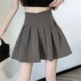 Purpdrank  High Waist Women's Pleated Skirts 2025 New Summer Spring Solid Color  A-line Skirts Female Preppy Style All Match Faldas Y2k