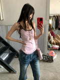 Purpdrank  American retro low-rise Spice Girl seven-point jeans women's summer loose design casual pants