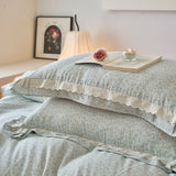 Purpdrank  Vintage French Country Rustic Style Floral Bedding Set 100% Cotton Double Layer Crinkle Yarn Duvet Cover Bed Sheet Pillowcases