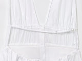 Purpdrank  Bowknot White Backless Beach Summer Women's Dress Deep V Neck Cotton Short Vestidos Sexy Sleeveless Halter New in Dress 2025