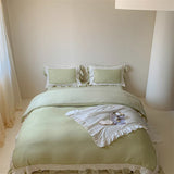 Purpdrank  French Double Layer Lace Ruffles Seersucker Bedding Set Duvet Cover Set Bedsheet Pillowcases INS Style Girls Room Bed Linen Set