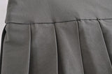 Purpdrank  Y2K Streetwear Solid Color Women Buttons Low Waist Pleated Skirt Folded A-line Saia Mini Skirt With Shorts Lining