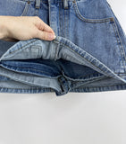 Purpdrank  Summer Vintage Denim Women's Sexy Mini Skirts Pockets 2025 New High Waist Button Casual A-line Wrap Short Skirts Female