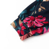 Purpdrank  Women's Floral Print Sexy Dress - Cross V Neck Long Sleeve Belted Midi Dress for Spring Summer