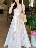 Purpdrank  Elegant French Style Summer Women Dress Design Embroidery Luxury Princess Party Dress Fashion Female Hollow Out Fairy Chic Dress