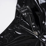 Purpdrank  Cool Reflective Patent Leather Flare Pants Women's Black Low Waist Slim Fit Retro Streetwear Casual Female Long Trousers