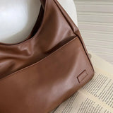 Purpdrank  Fashionable Minimalist Retro Shoulder Bag  PU Leather Handbag Casual Commuting Trend Large Capacity Tote Bag