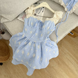 Purpdrank  French Sweet Vintage Women Dress Lolita Kawaii Lace Flying Sleeve Slim Mini Dress Fairy Elegant Harajuku Y2k Chic Outfits Summer