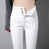 Purpdrank  Plus Size 5XL High Waist Button Skinny Jeans White Black Pencil Pants Women Large Size Denim Leggings Leggings Slim Chic New