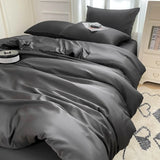 Purpdrank  Nordic Summer Washed Ice Silk Bedding Set with Sheet Duvet Cover Pillowcase Single Couple Bedsheet King Queen Double Twin Size