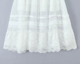 Purpdrank   Holiday White Spliced Lace Semi Sheer Long Skirt Women Bow Lacing up Elastic Waist See Through A-lined Midi Skirts Boho