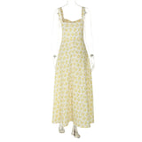 Floral Print Sleeveless Fashion Summer Dress 2024 New Vacation Party Casual Clothes Y2K Streetwear Elegant Evening Dress