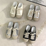Purpdrank  Shoes Women Slippers Casual Slides Cover Toe Low Soft Luxury Flat Summer Rome Hoof Heels Fisherman Fabric Rubber Leisure PU