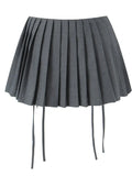 Purpdrank  Summer Y2K Style Cool Girl Asymmetrical Pleated Mini Skirts With Shorts Underwear Lining Front Bow Double Zipper Skirts