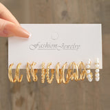 Purpdrank - Gold Color Pearl Hoop Earrings Set Metal Dangle Earrings Vintage Circle Geometric Twist for Women Girls Trendy Jewelry Gifts