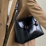 Purpdrank  Vintage Wine Red Shoulder Bag Large Capacity Ladies Tote Purse Handbags Pu Leather Female Messenger Bag College Girls Book Bag
