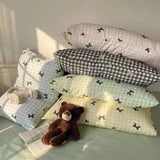 Purpdrank  Plaid Bow Knot Pillow Cover Korean Y2k Fashions Girlish Heart Blackpink Room Decor Sleeping Pillow Cover Bedroom Decoration Gift