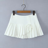 Purpdrank  Y2K Style Cool Girl Cross Slit Asymmetrical Pleated Mini Skirts Women Side Zipper Low Waist Sports Skirts Gray Black White